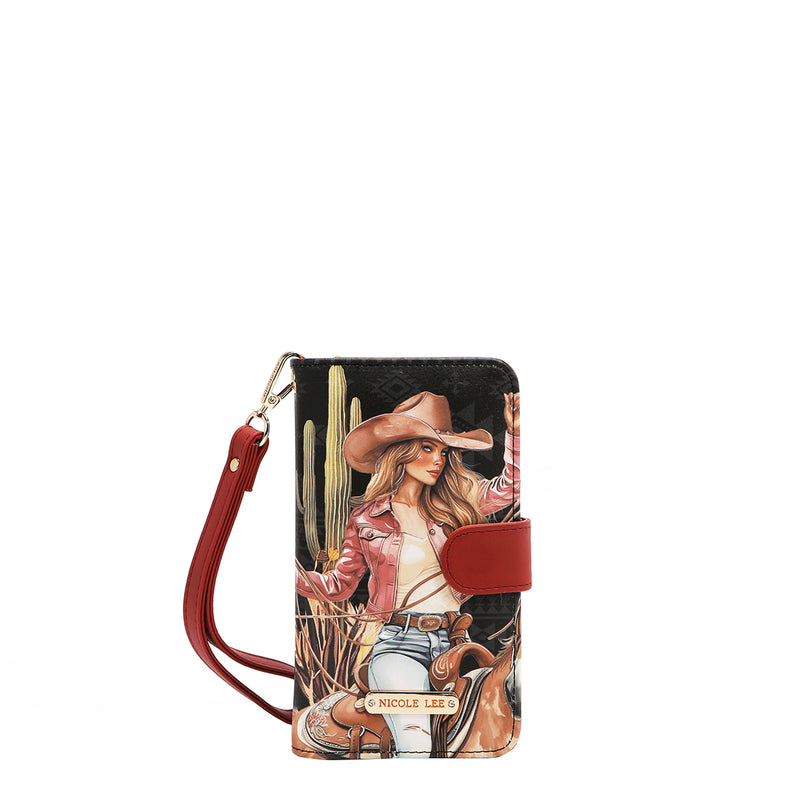 FUNDA DE TELÉFONO Y CARTERA CON LA FIRMA DE NL CON CORREA (SOFIA MONTANA)
