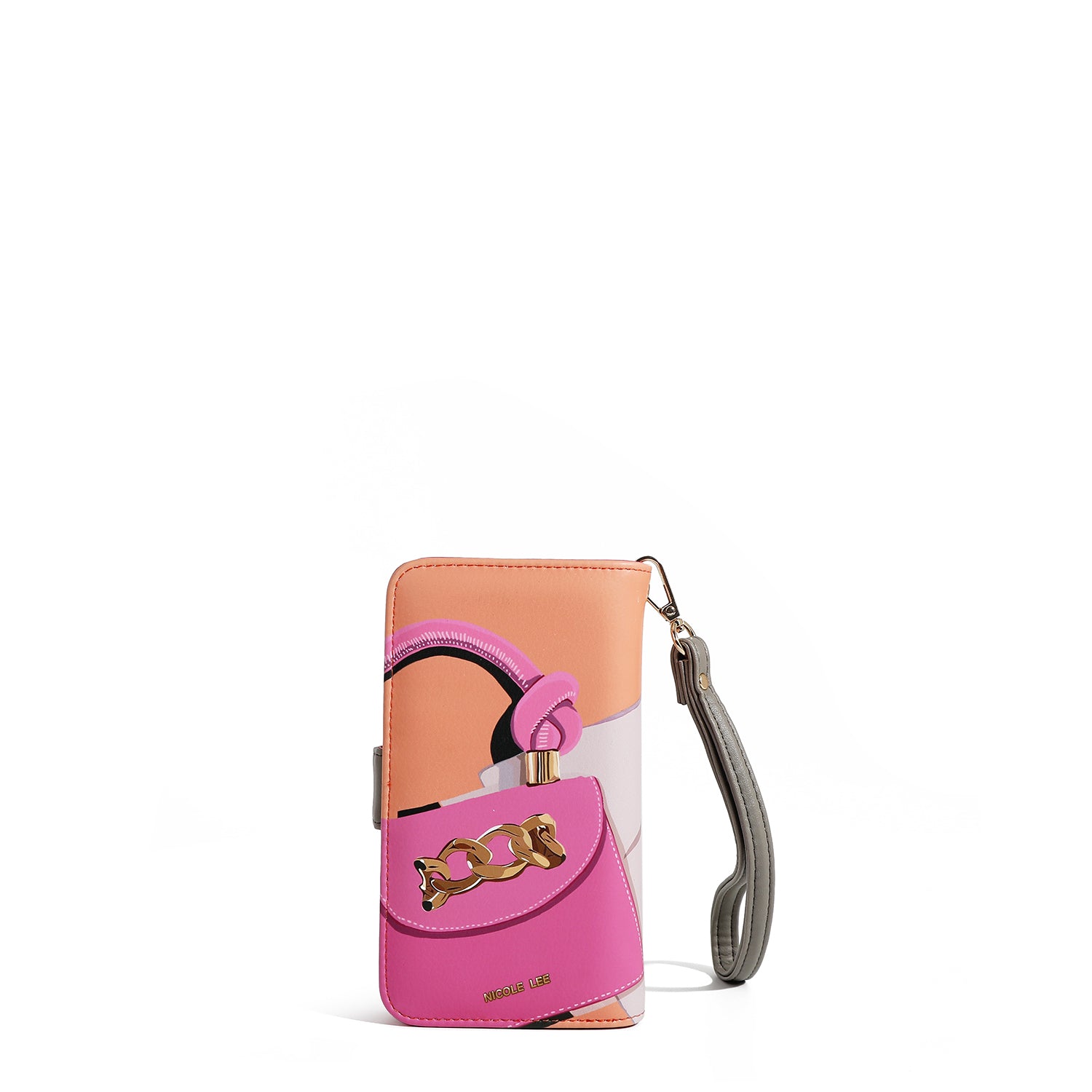 FUNDA DE TELÉFONO Y CARTERA CON LA FIRMA DE NL CON CORREA (VIOLET BLOSSOM)