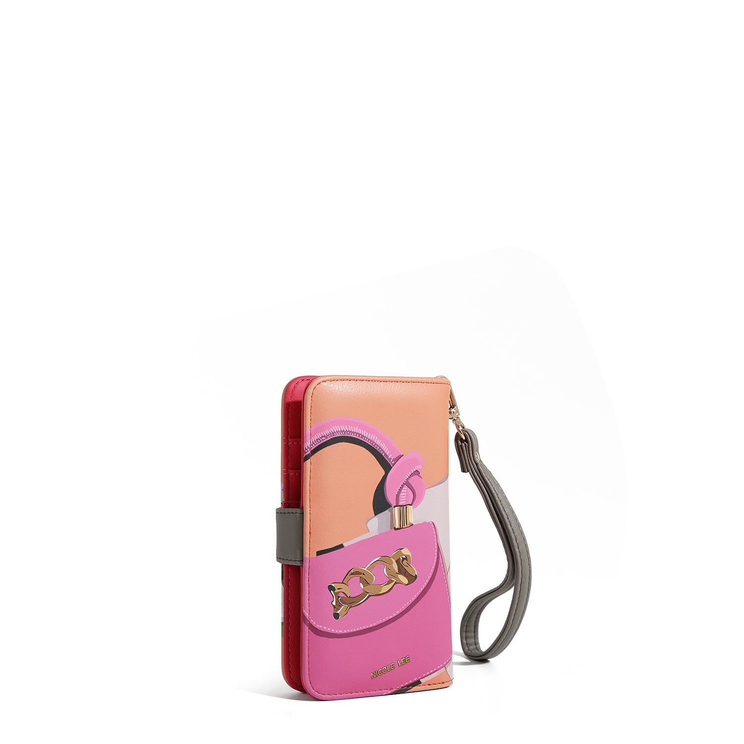 FUNDA DE TELÉFONO Y CARTERA CON LA FIRMA DE NL CON CORREA (VIOLET BLOSSOM)