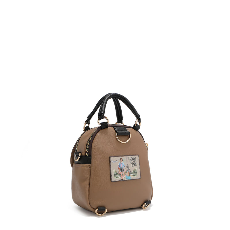 NYLON BACKPACK/SHOULDER BAG (<tc>I LIVE TO TRAVEL</tc>)