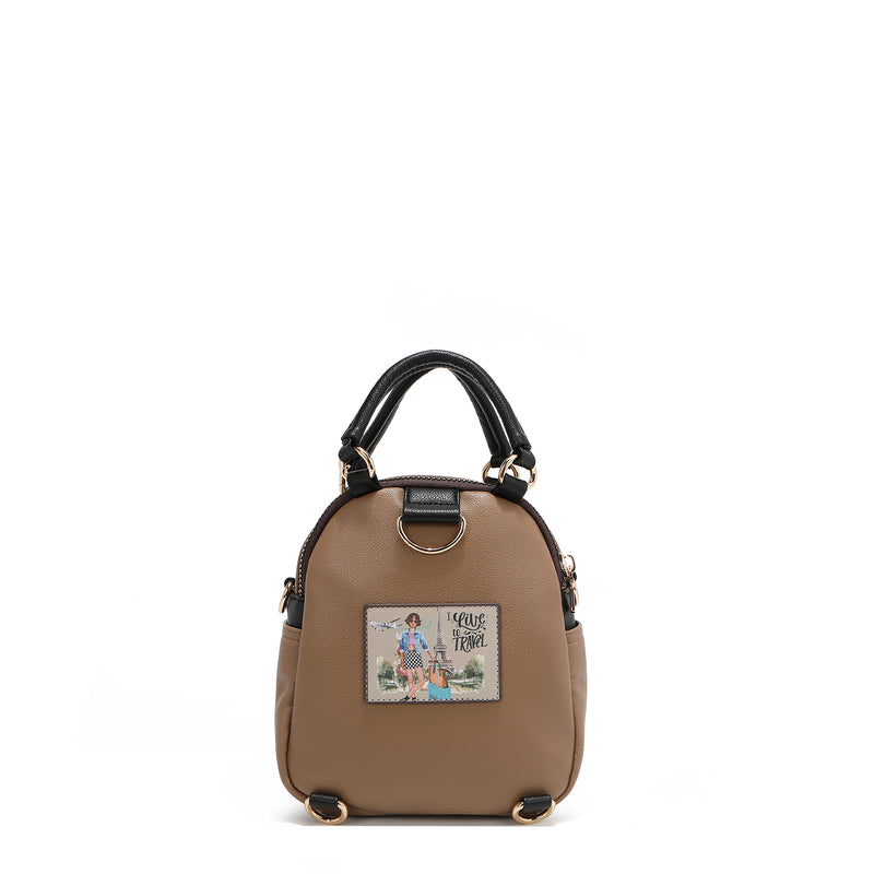 NYLON BACKPACK/SHOULDER BAG (<tc>I LIVE TO TRAVEL</tc>)
