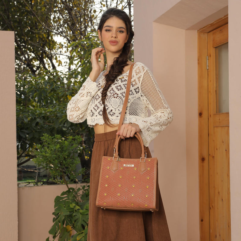 Gracie Structured Tote Bag (Brown)