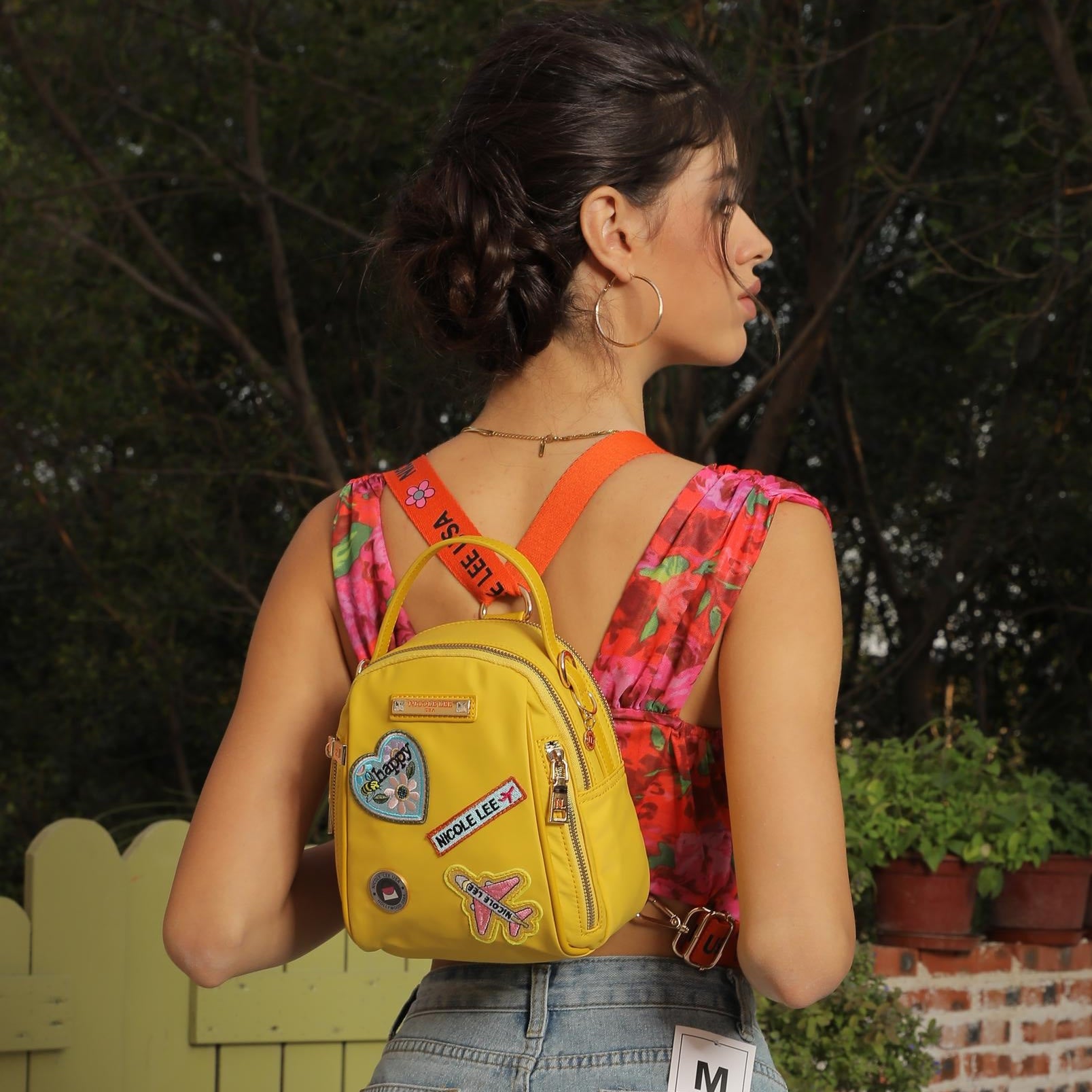 BOLSO MULTIUSOS CON PARCHES DE COLORES (Naranja)