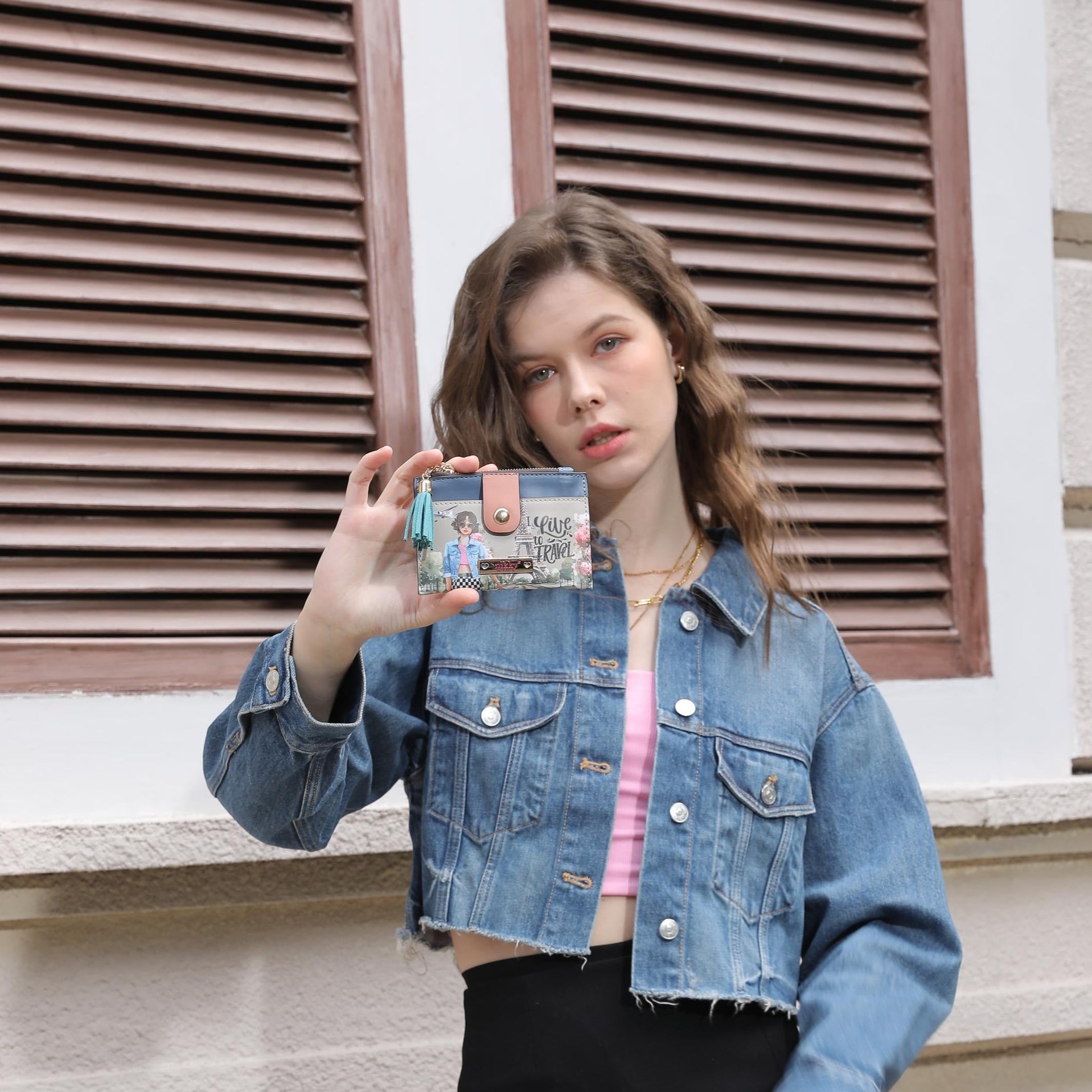 PORTA TARJETAS CON CREMALLERA (I LIVE TO TRAVEL)