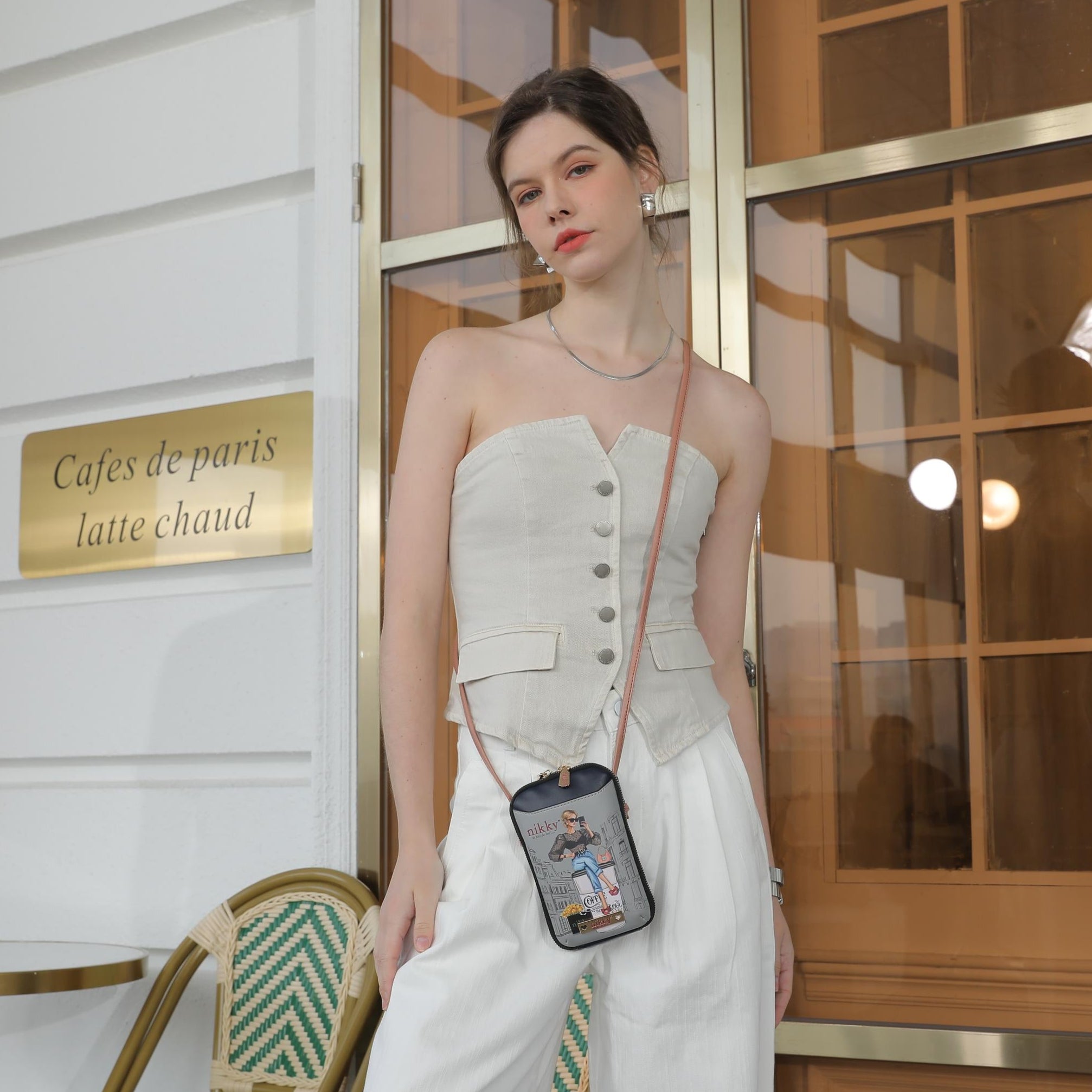 BOLSO CRUZADO CON CREMALLERA PARA TELÉFONO/CARTERA (I LIVE TO TRAVEL)