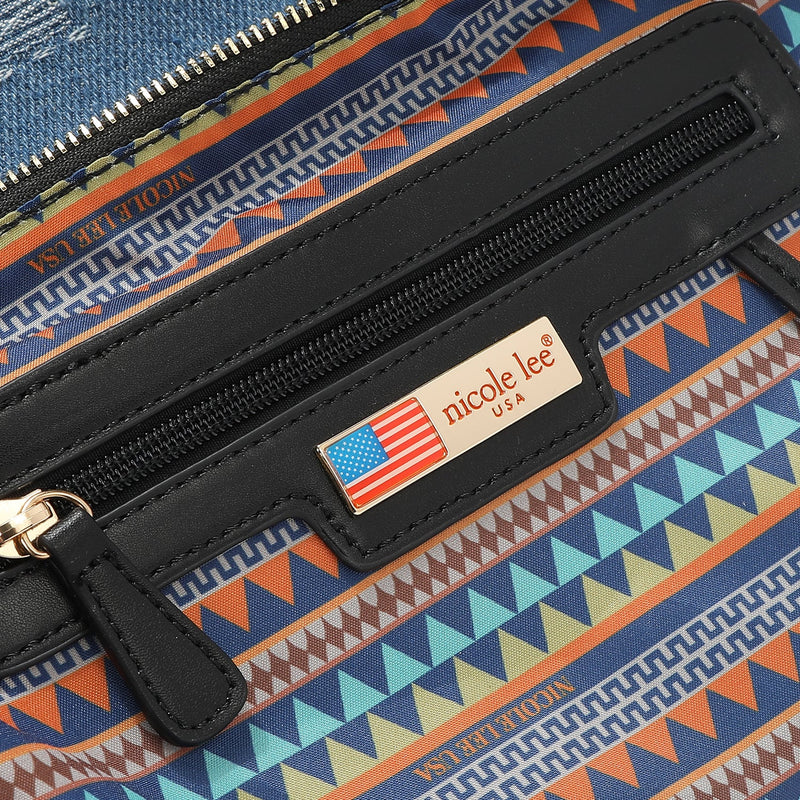 Close-up of our Nicole Lee bag plaque.