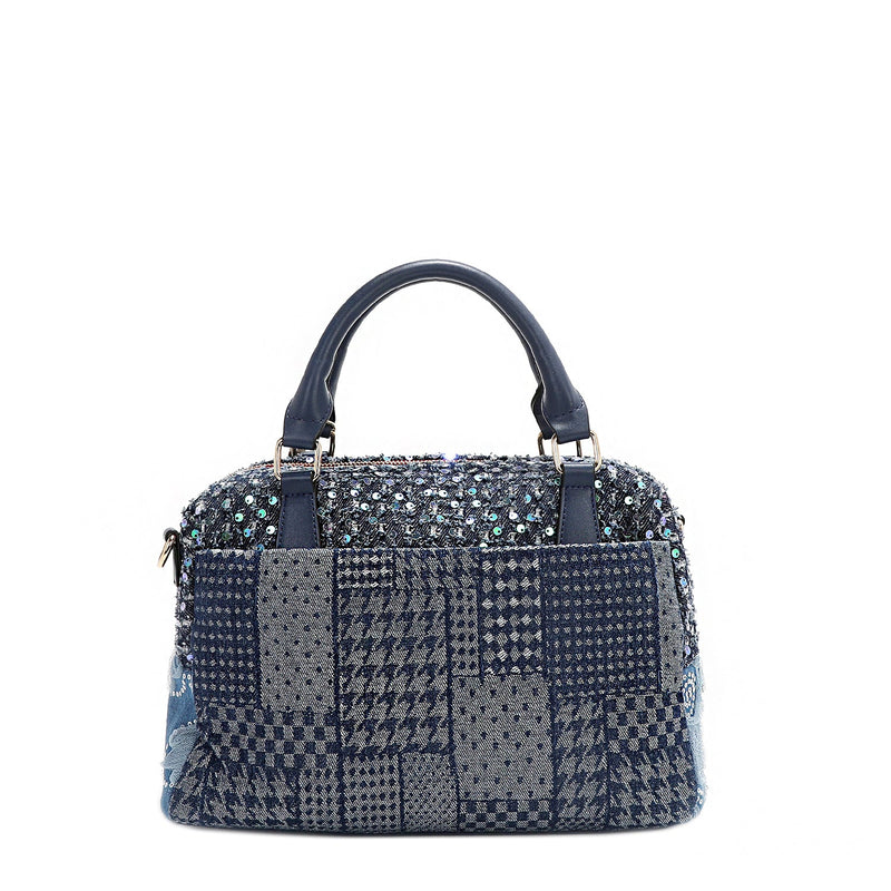 BOLSO CON PARCHE FLORAL (AZUL)