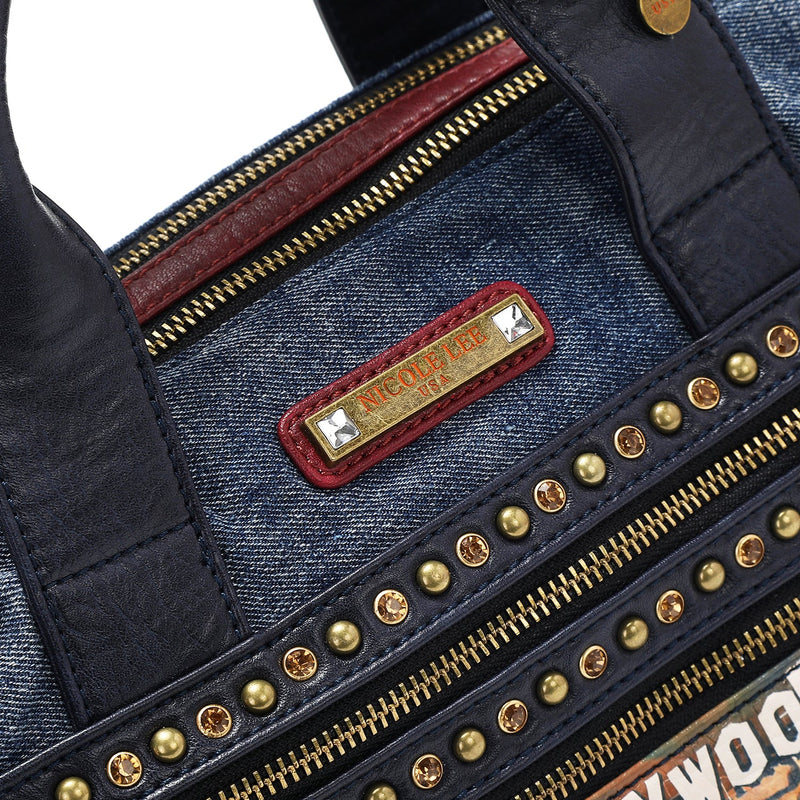 WASHED DENIM BAG WITH STUDS (<tc>HOLLYWOOD DRIVE</tc>)