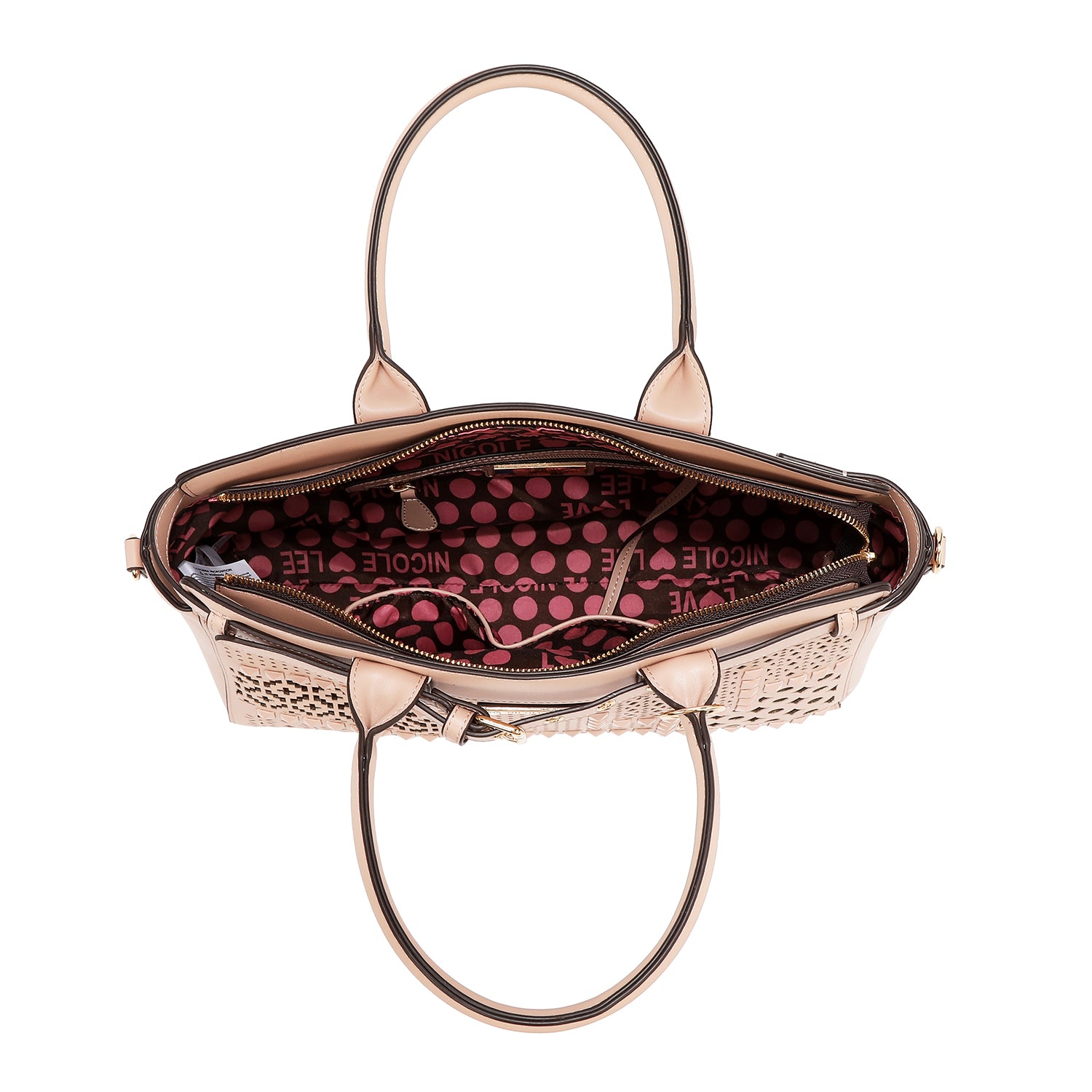 BOLSO SATCHEL CON RECORTES GEOMÉTRICOS (NEGRO)