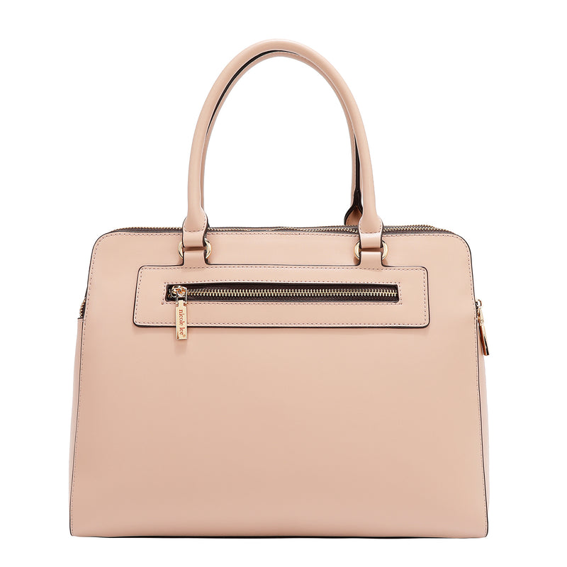 BOLSO DE MANO CON RECORTES GEOMÉTRICOS (ROSA)
