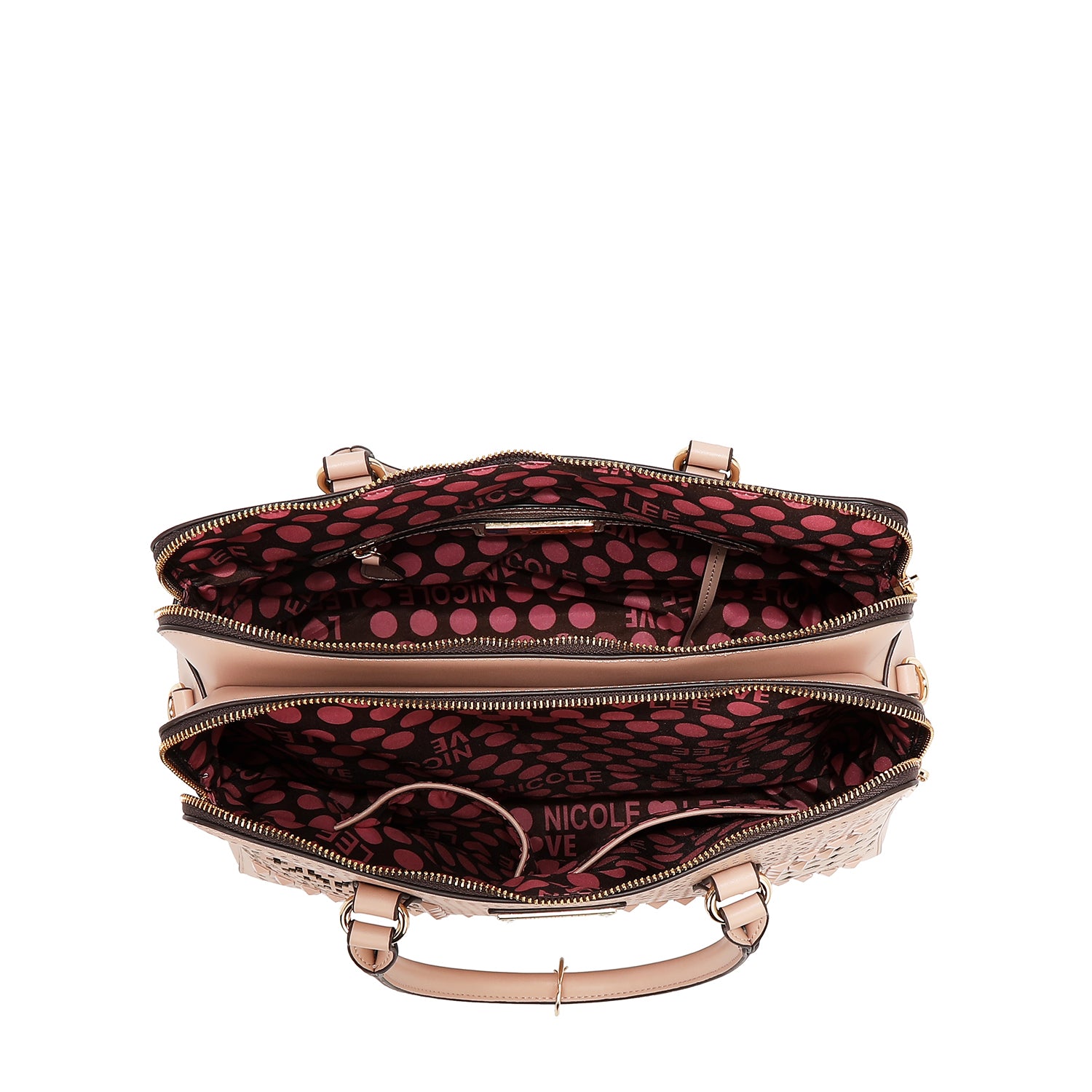 BOLSO DE MANO CON RECORTES GEOMÉTRICOS (ROSA)