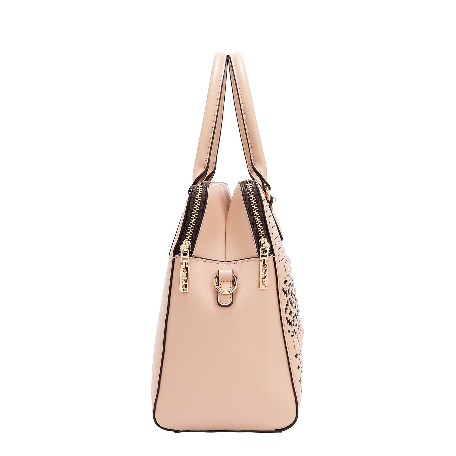 BOLSO DE MANO CON RECORTES GEOMÉTRICOS (ROSA)