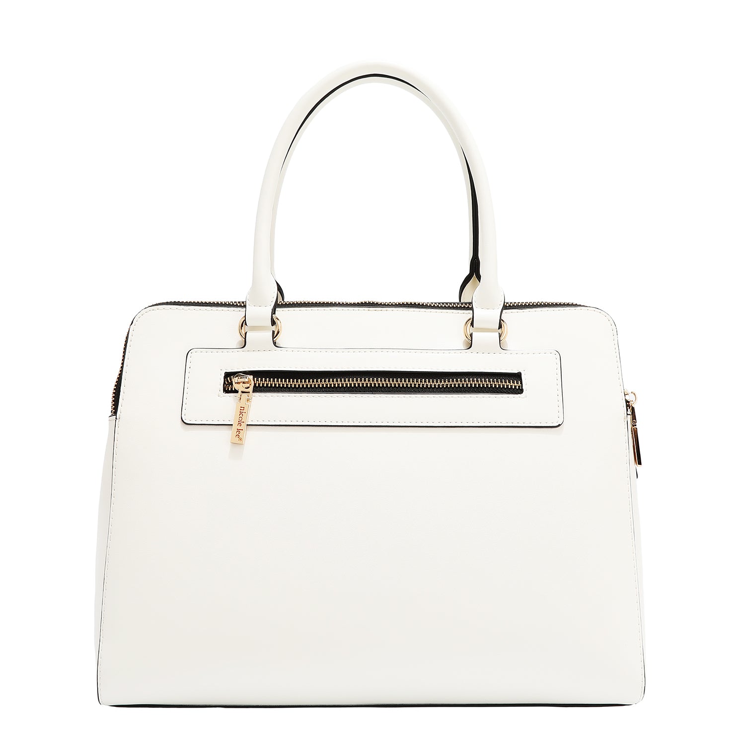 BOLSO DE MANO CON RECORTES GEOMÉTRICOS (BLANCO)