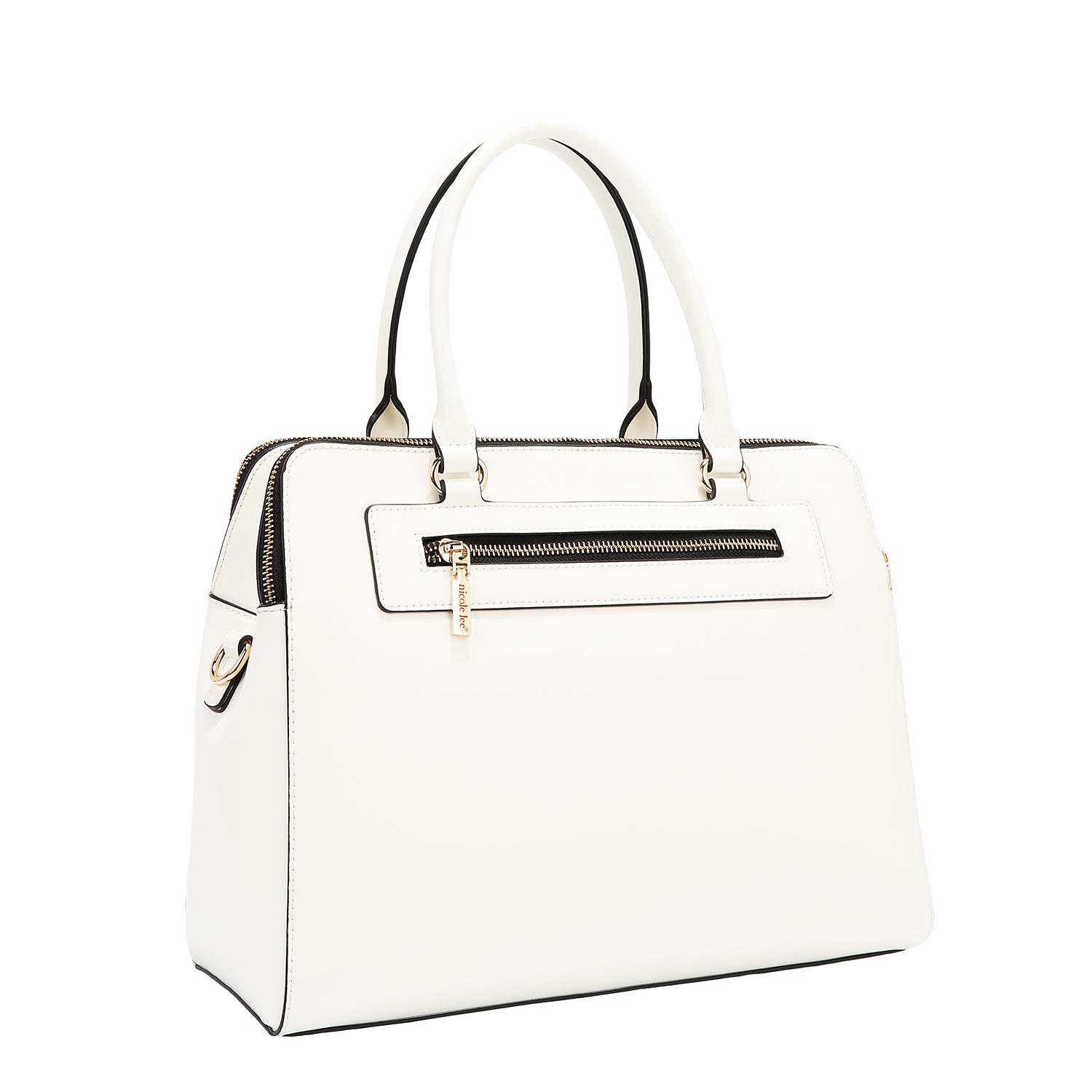 BOLSO DE MANO CON RECORTES GEOMÉTRICOS (BLANCO)