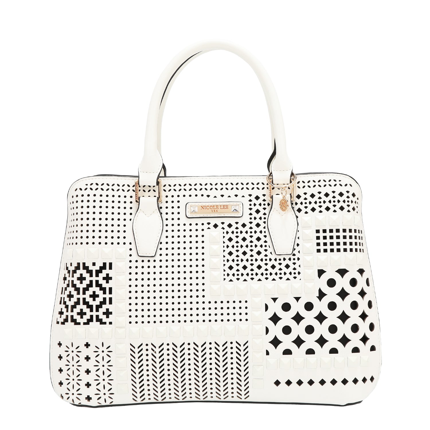 BOLSA DE CÚPULA CON RECORTE GEOMÉTRICO (BLANCO)