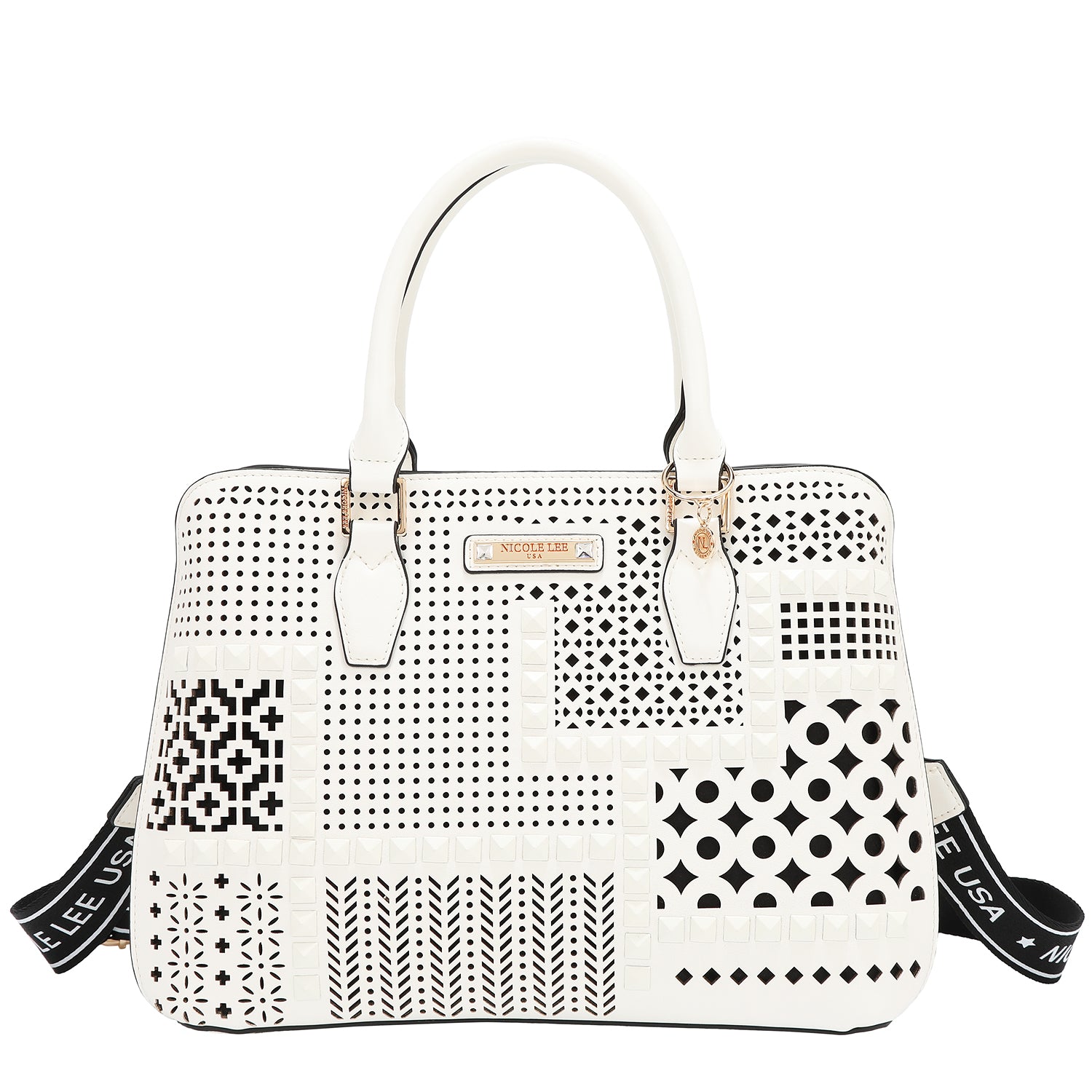 BOLSA DE CÚPULA CON RECORTE GEOMÉTRICO (BLANCO)