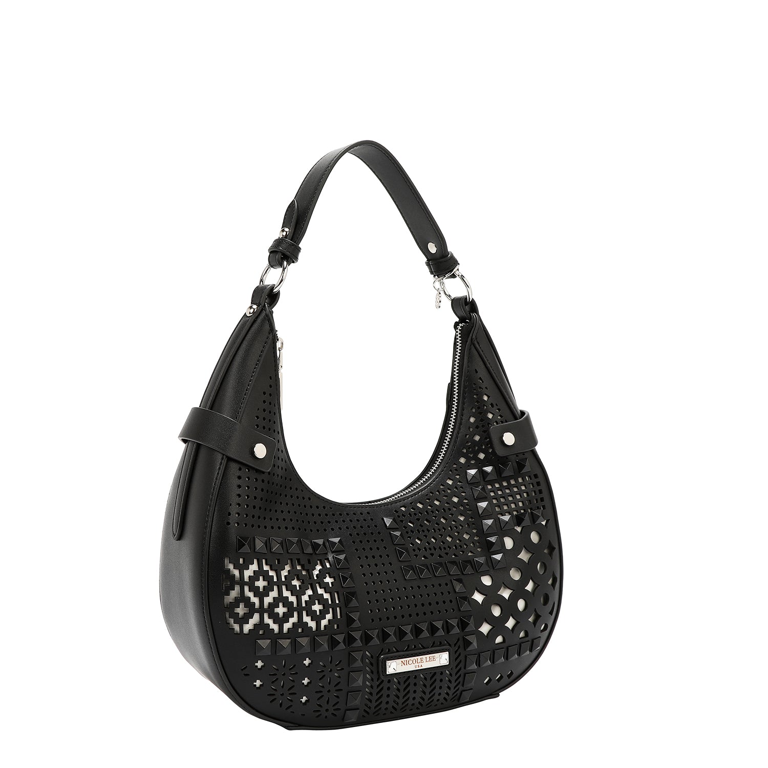 Sac à bandoulière avec coupe géométrique (noir)