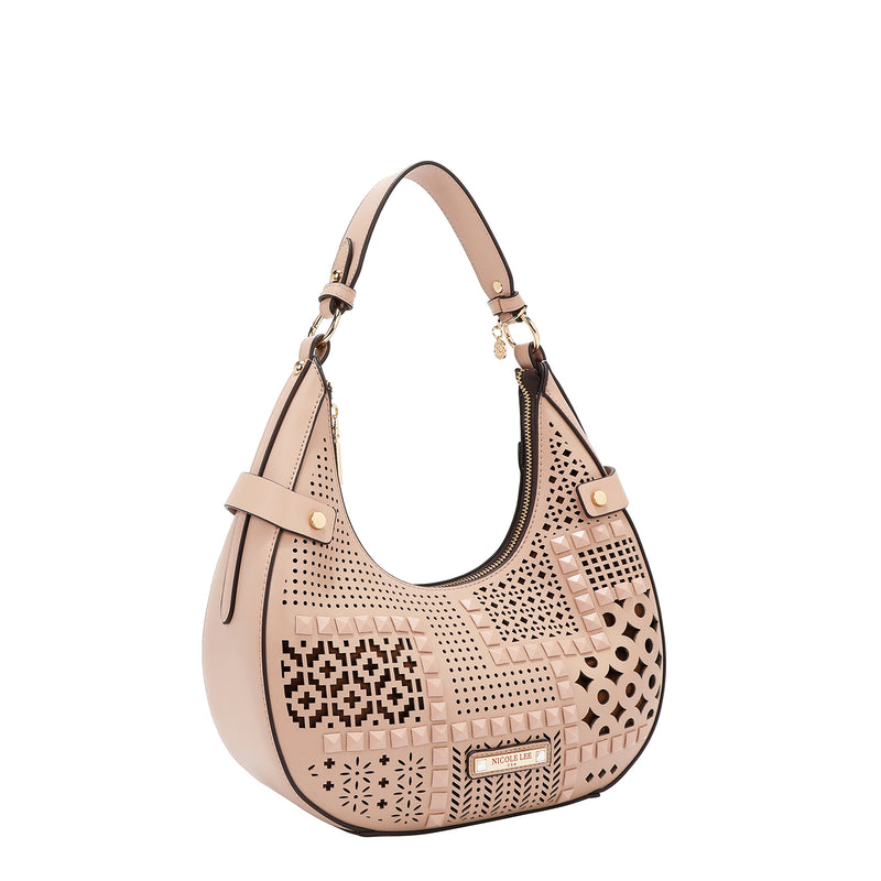 BOLSO DE HOMBRO CON RECORTE GEOMÉTRICO (ROSA)