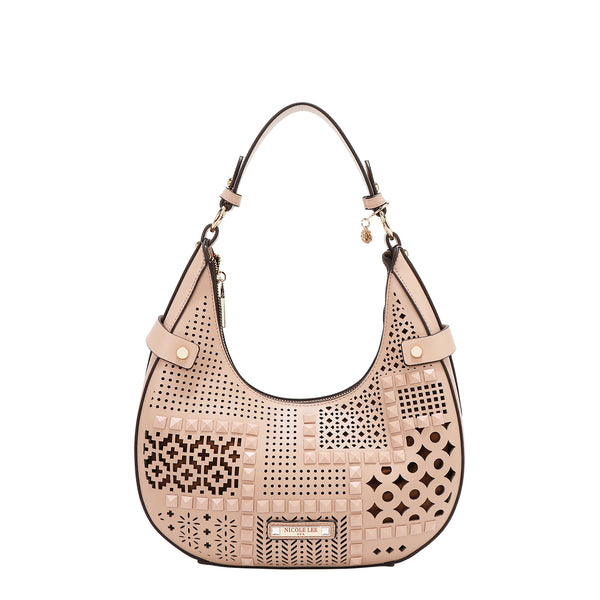 BOLSO DE HOMBRO CON RECORTE GEOMÉTRICO (ROSA)