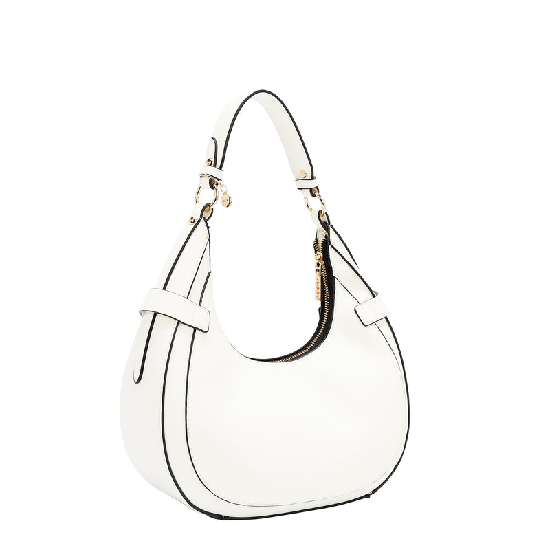 BOLSO DE HOMBRO CON RECORTE GEOMÉTRICO (BLANCO)