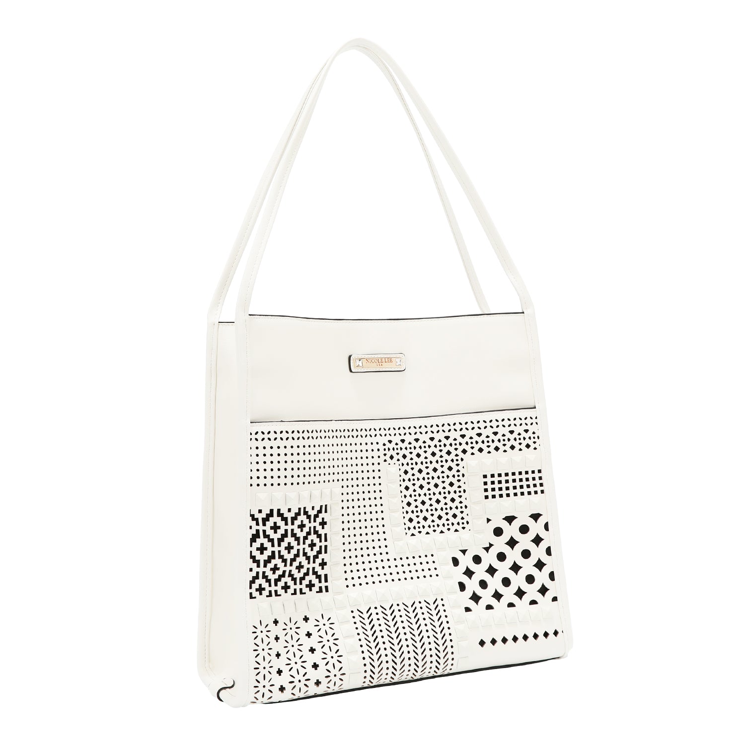 Sac à deux pièces avec coupes géométriques (blanc)