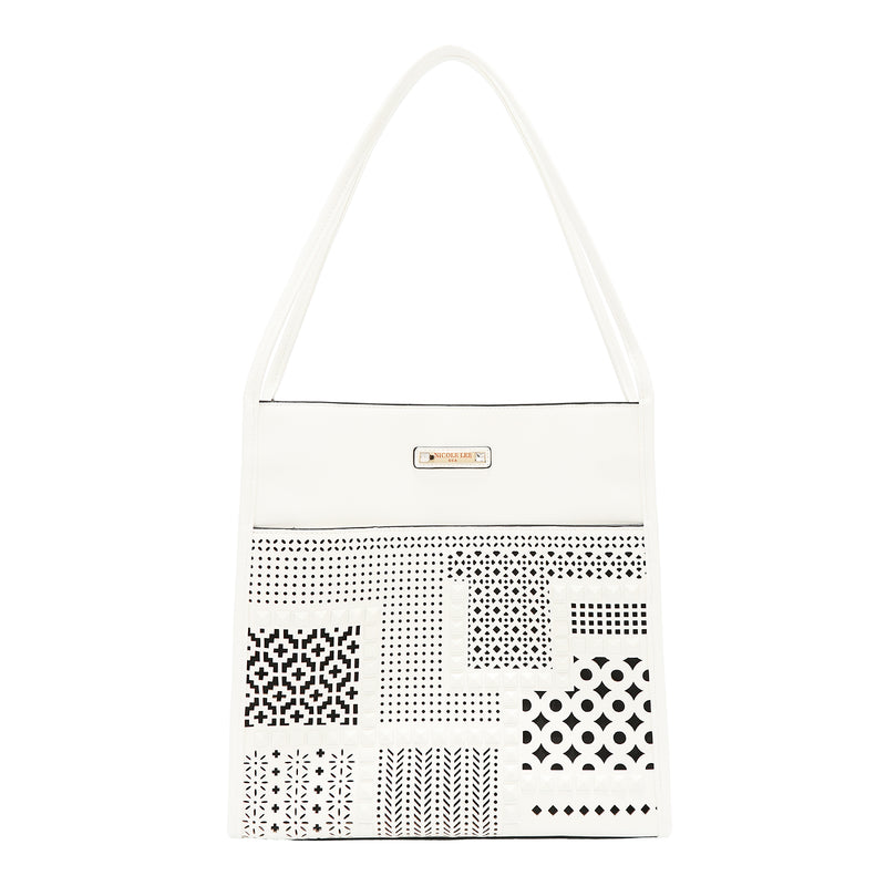 BOLSA DE DOS PIEZAS CON RECORTE GEOMÉTRICO (BLANCO)