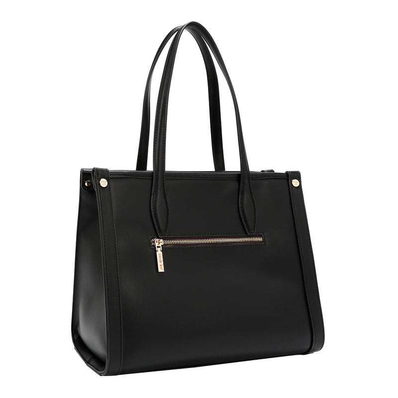 BOLSO DE TOTE GEOMÉTRICO CORTADO CON LÁSER (NEGRO)