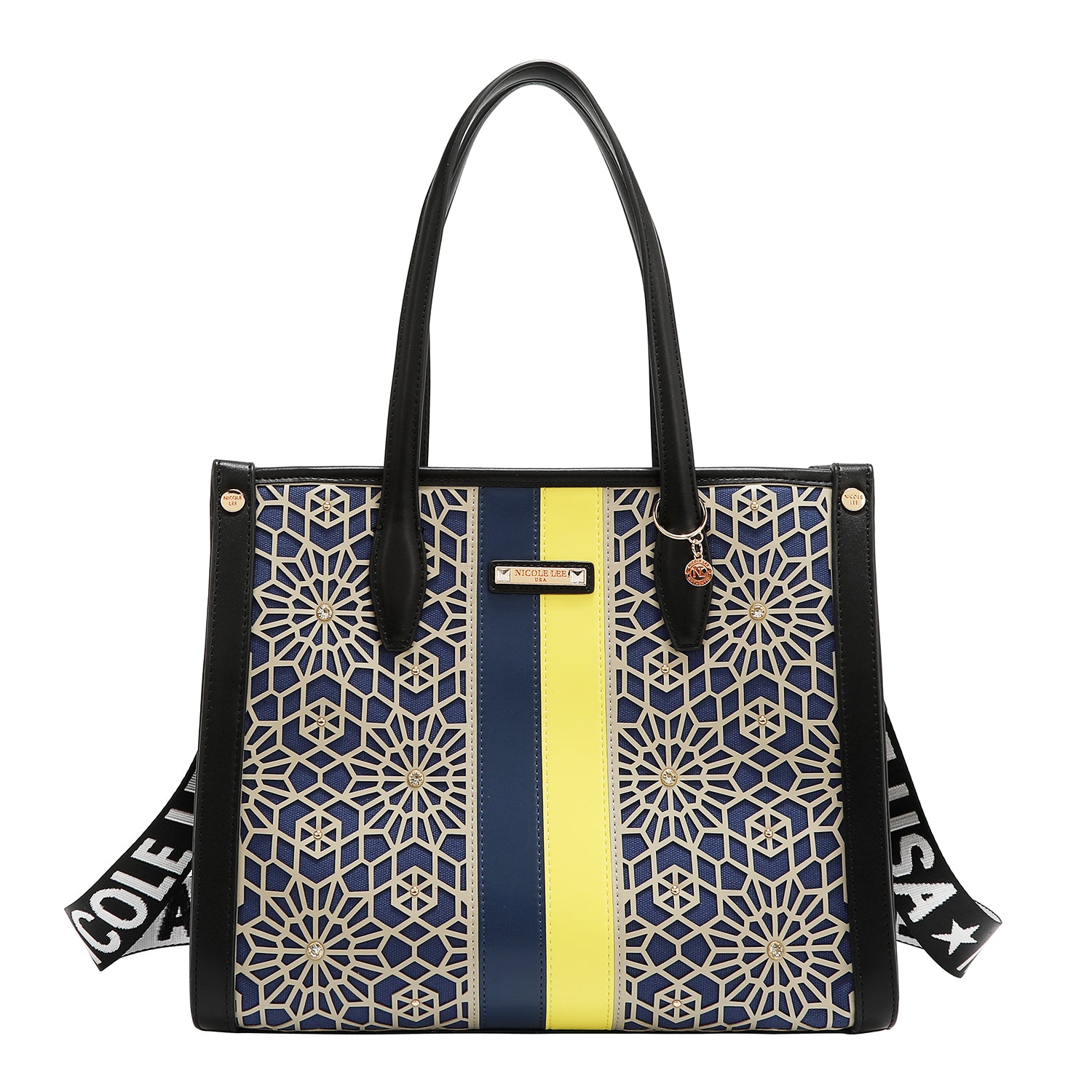 BOLSO DE TOTE GEOMÉTRICO CORTADO CON LÁSER (NEGRO)