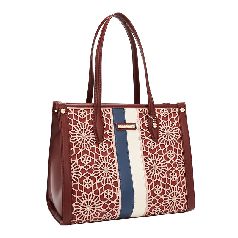 BOLSO DE TOTE GEOMÉTRICO CORTADO CON LÁSER (VINO)