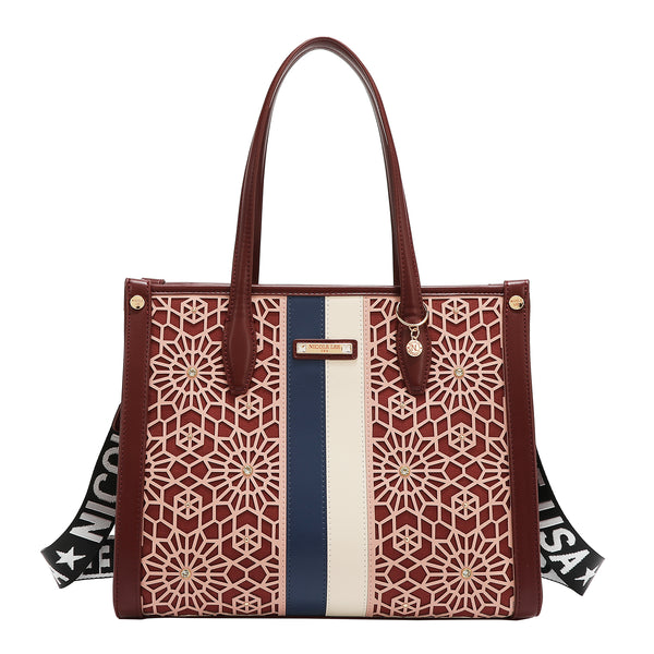 BOLSO DE TOTE GEOMÉTRICO CORTADO CON LÁSER (VINO)