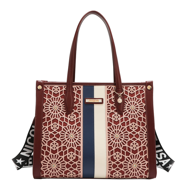 BOLSO DE TOTE GEOMÉTRICO CORTADO CON LÁSER (VINO)