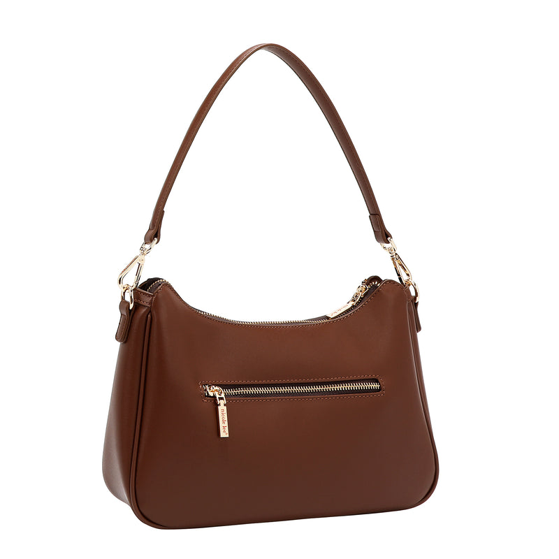 GEOMETRIC LASER CUT SHOULDER BAG (MARRON)