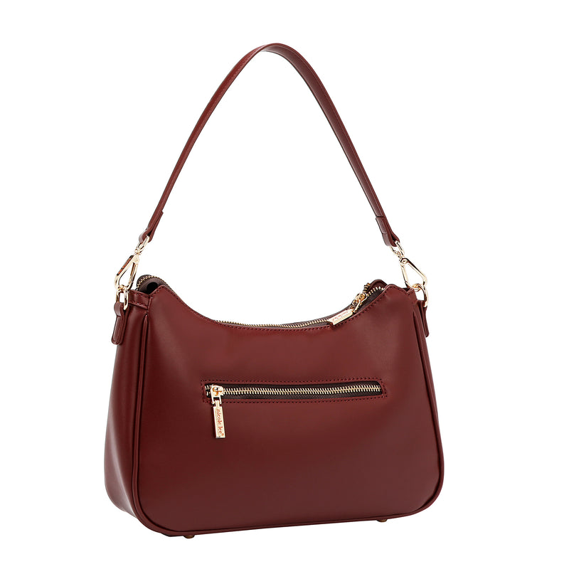 GEOMETRIC LASER CUT SHOULDER BAG (VINO)