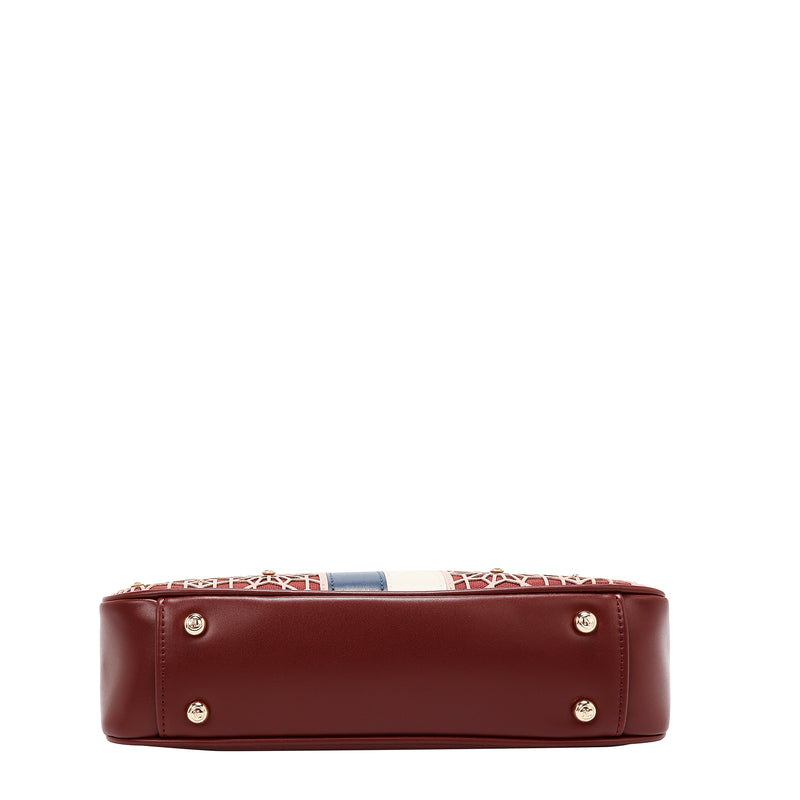 GEOMETRIC LASER CUT SHOULDER BAG (VINO)