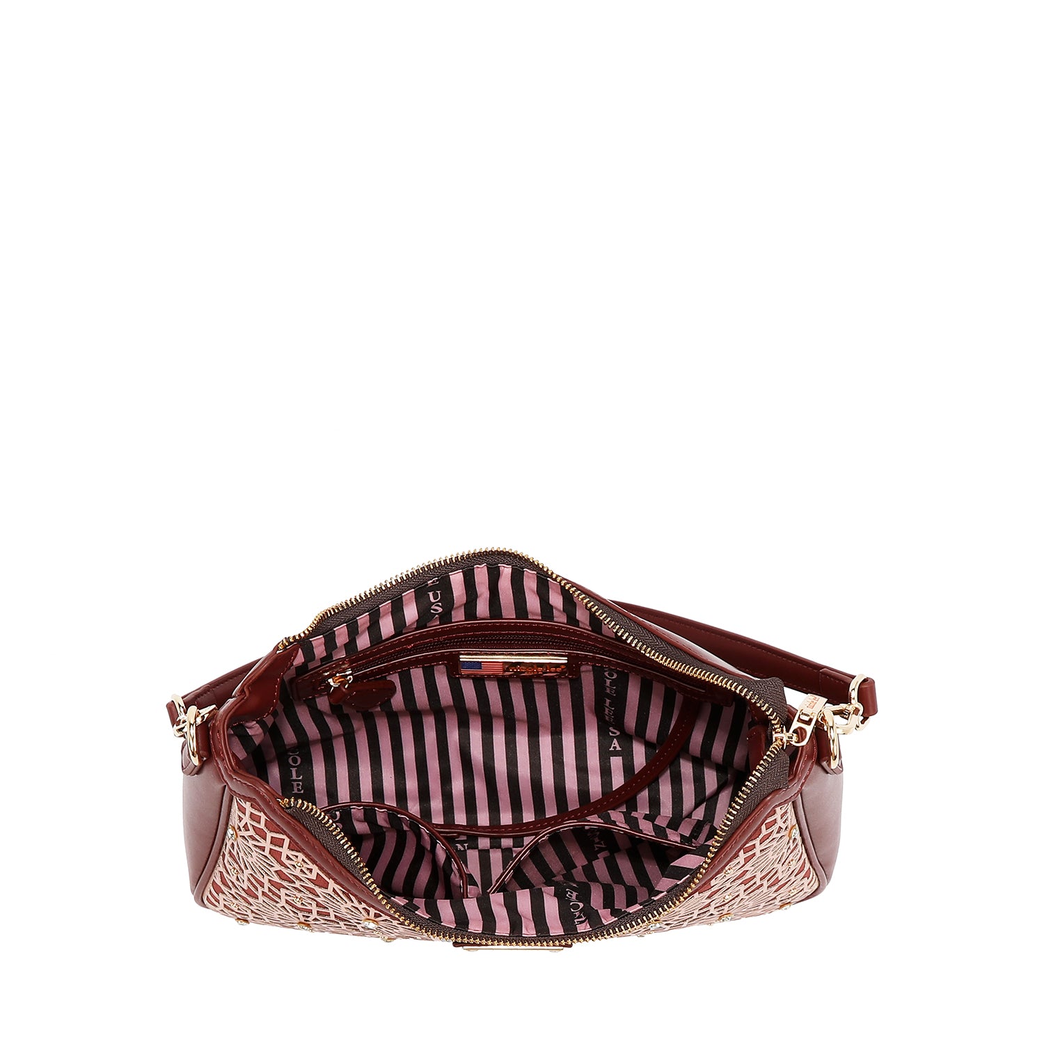 SAC À BANDOULIÈRE GÉOMÉTRIQUE DÉCOUPÉ AU LASER (MARRON)