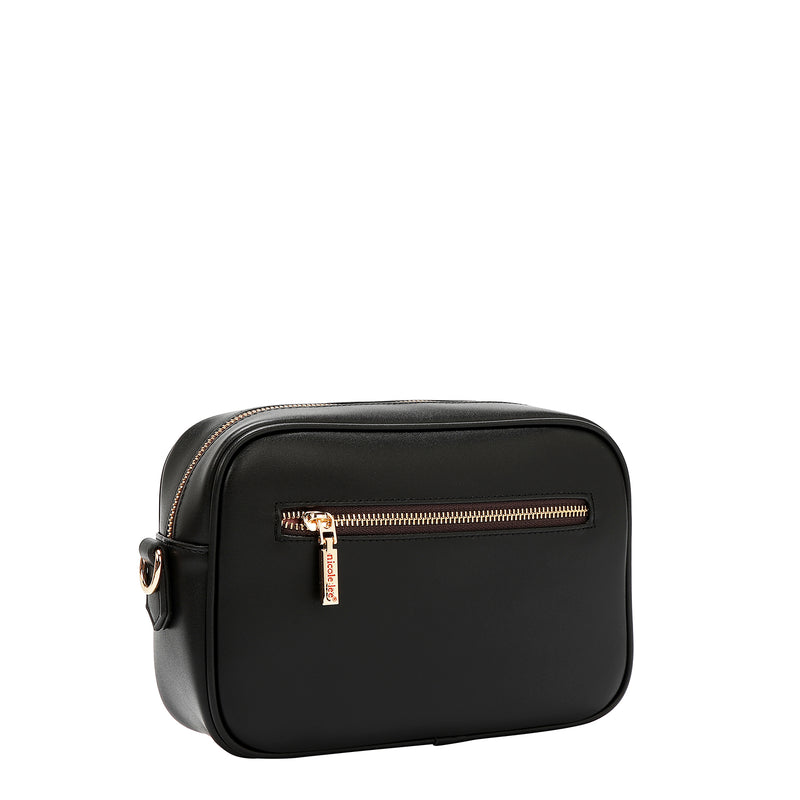 BOLSO BANDOLERA GEOMÉTRICO CORTADO A LÁSER (NEGRO)