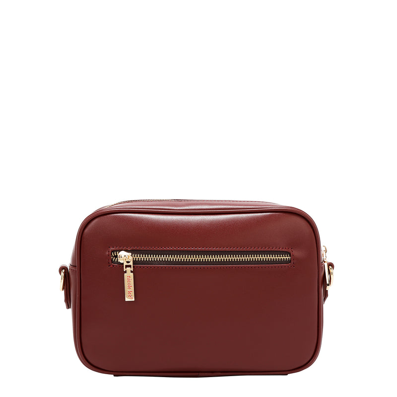 BOLSO BANDOLERA GEOMÉTRICO CORTADO A LÁSER (VINO)