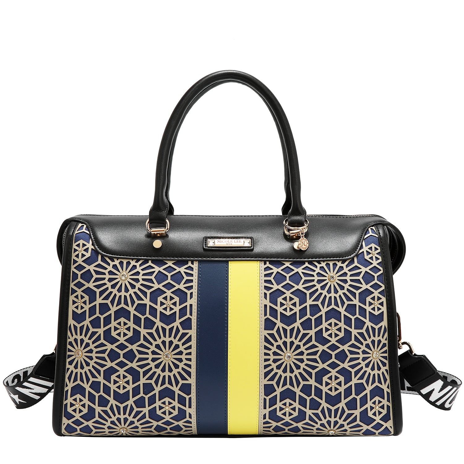 BOLSO BOSTON CON CORTE LÁSER GEOMÉTRICO (NEGRO)