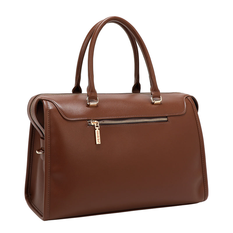 BOLSO BOSTON CON CORTE LÁSER GEOMÉTRICO (MARRON)