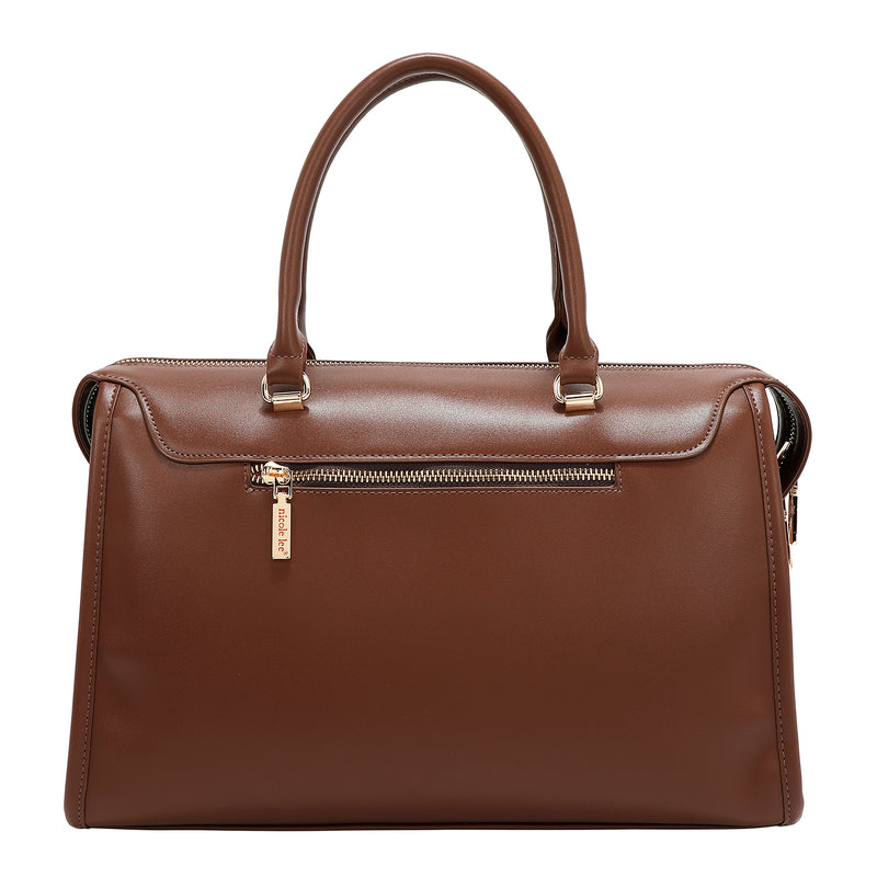 BOLSO BOSTON CON CORTE LÁSER GEOMÉTRICO (MARRON)