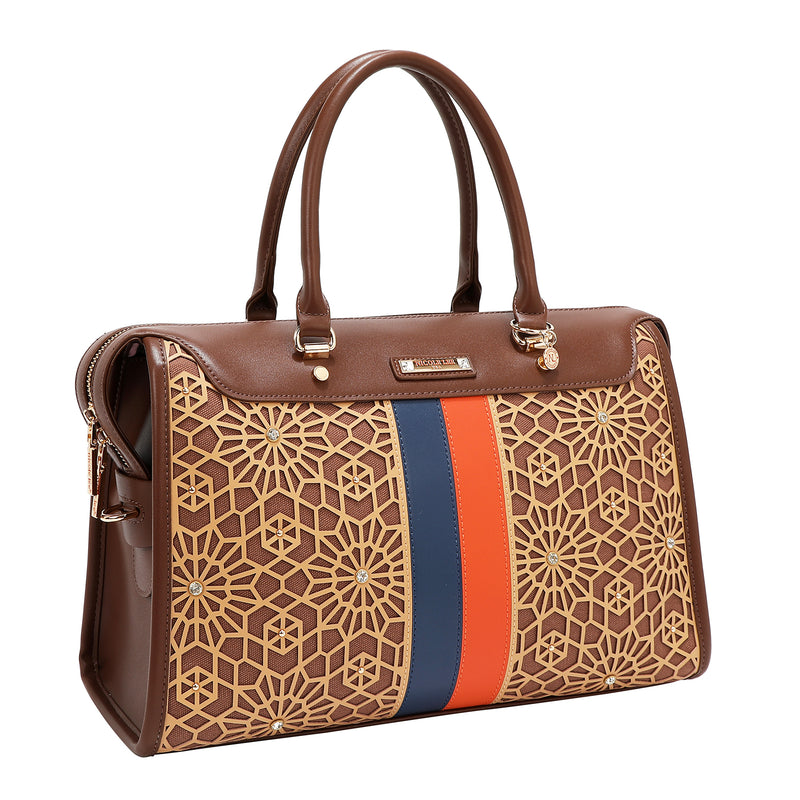 BOLSO BOSTON CON CORTE LÁSER GEOMÉTRICO (MARRON)