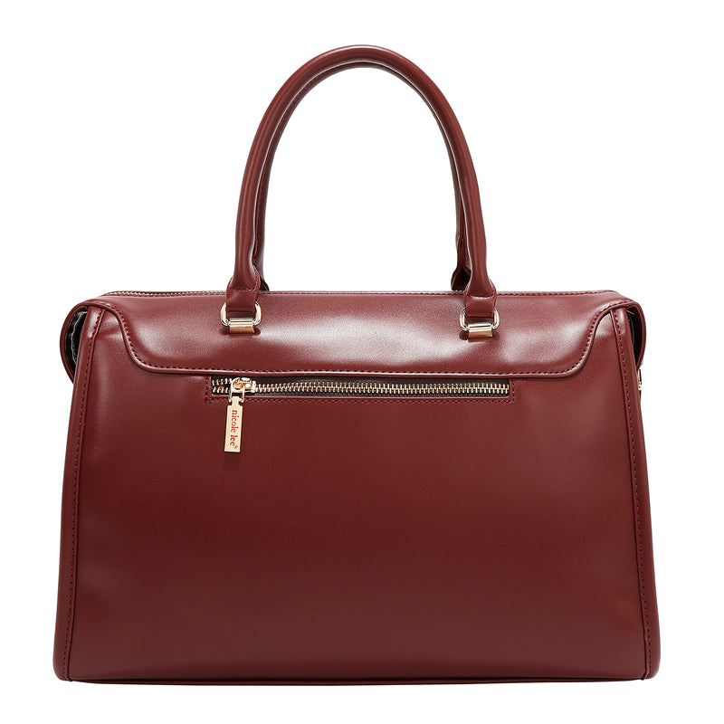 BOLSO BOSTON CON CORTE LÁSER GEOMÉTRICO (VINO)