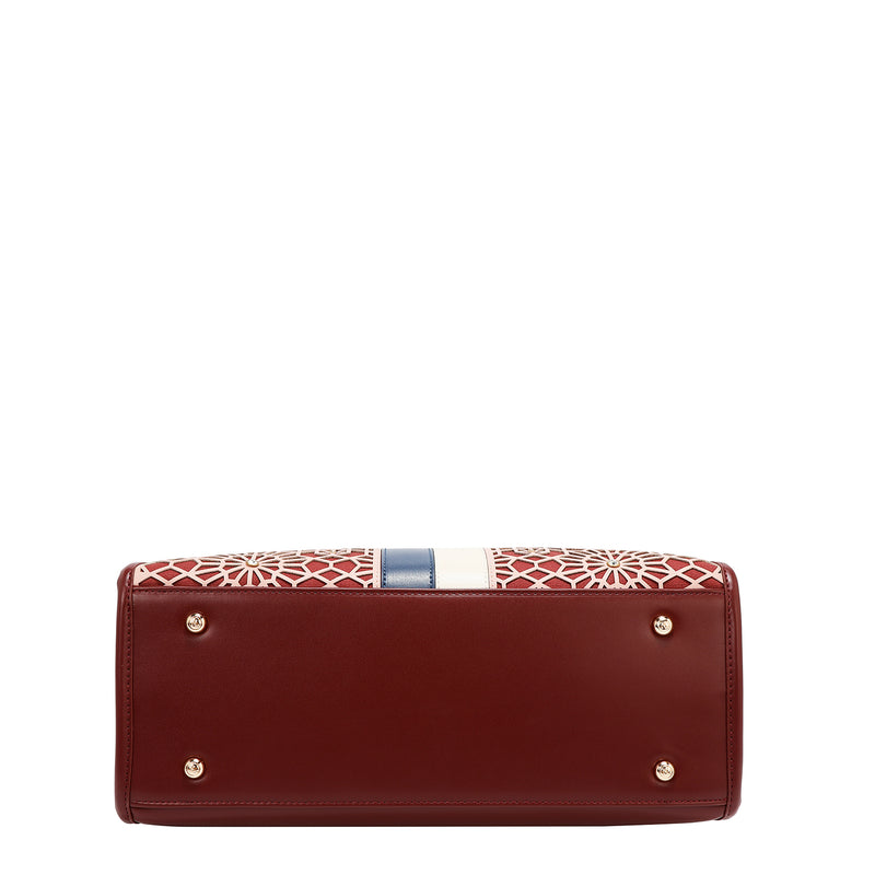 BOLSO BOSTON CON CORTE LÁSER GEOMÉTRICO (VINO)