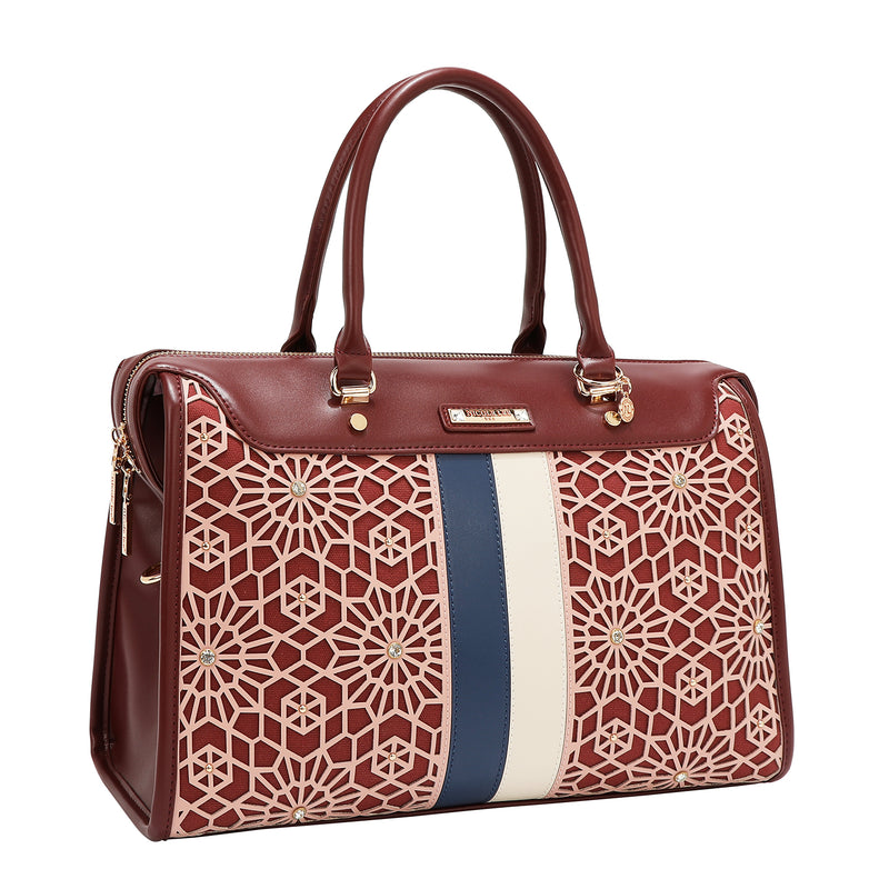 BOLSO BOSTON CON CORTE LÁSER GEOMÉTRICO (VINO)