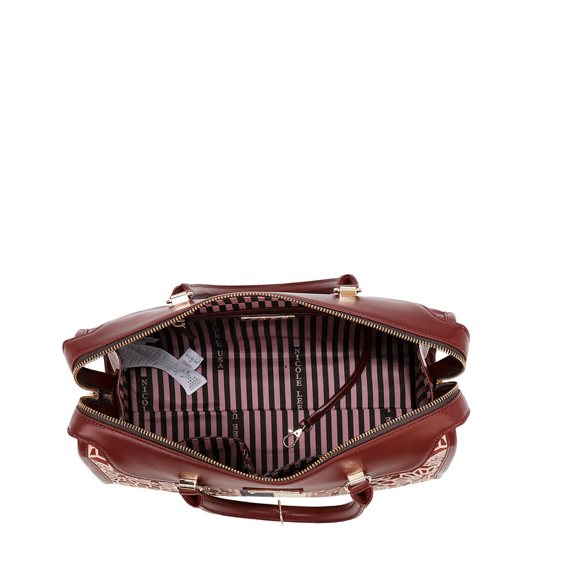 BOLSO BOSTON CON CORTE LÁSER GEOMÉTRICO (MARRON)