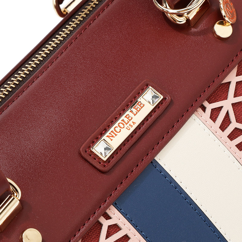 BOLSO BOSTON CON CORTE LÁSER GEOMÉTRICO (VINO)