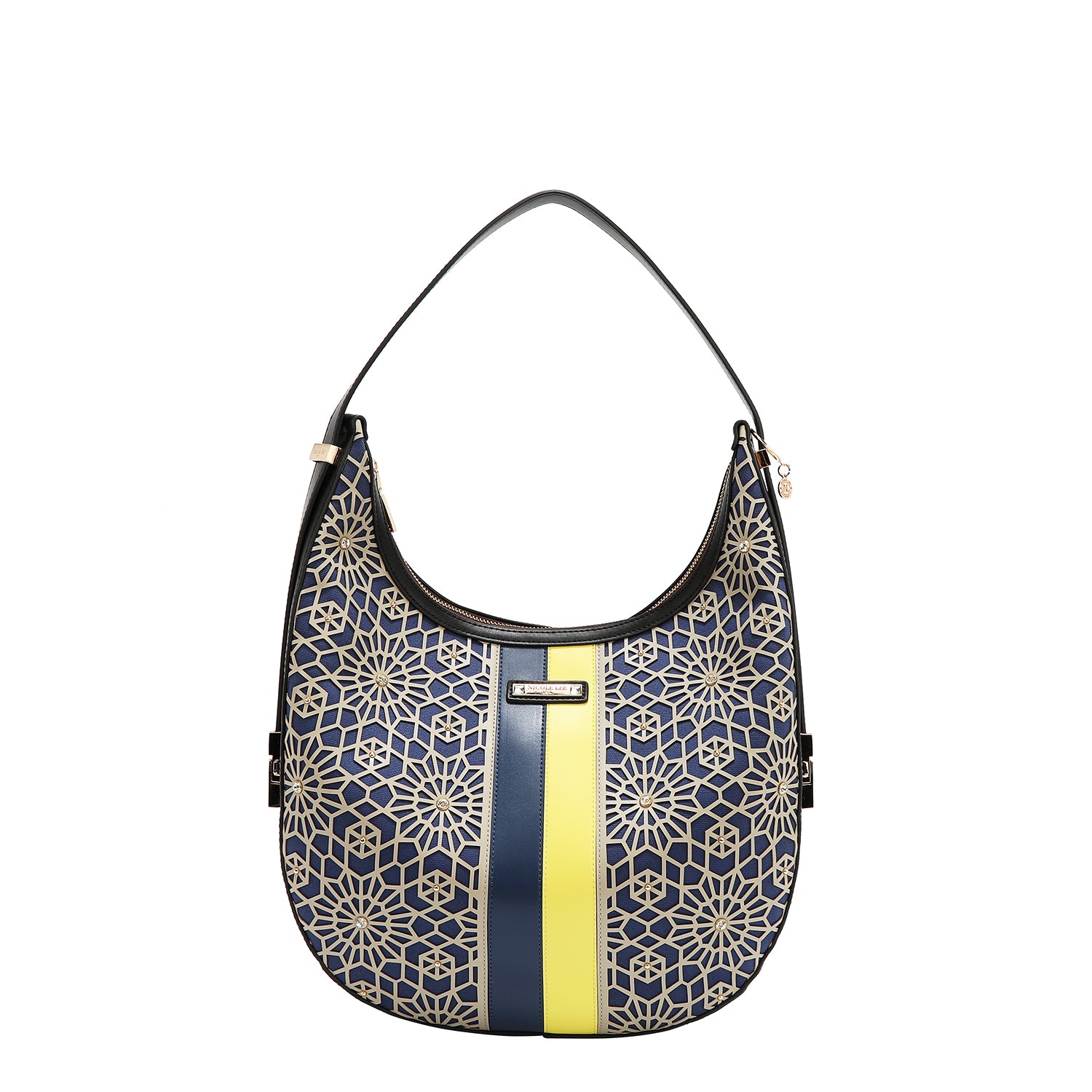 BOLSO HOBO GEOMÉTRICO CORTADO CON LÁSER (NEGRO)