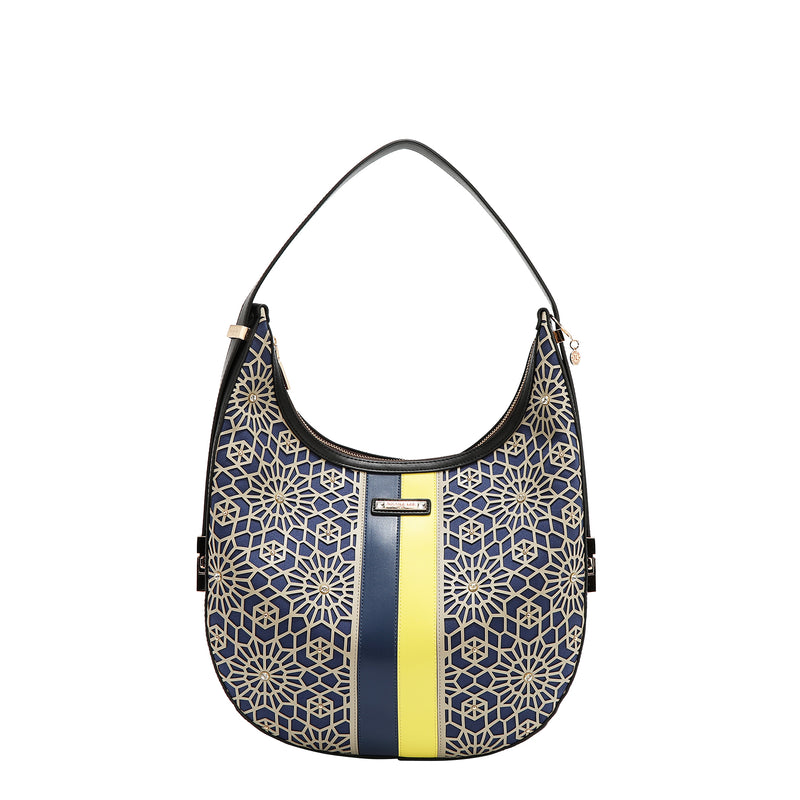 BOLSO HOBO GEOMÉTRICO CORTADO CON LÁSER (NEGRO)