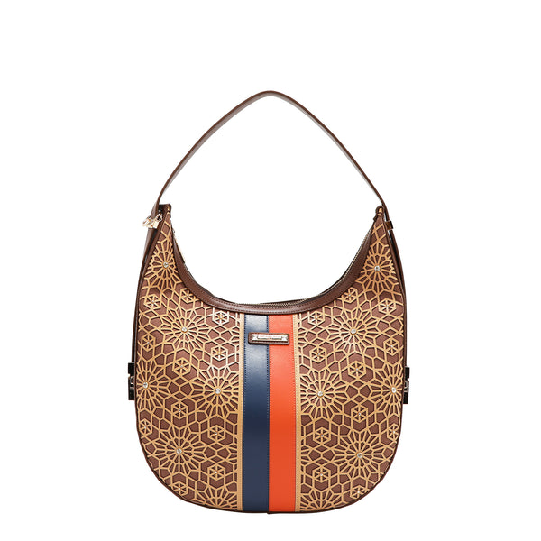 BOLSO HOBO GEOMÉTRICO CORTADO CON LÁSER (MARRON)