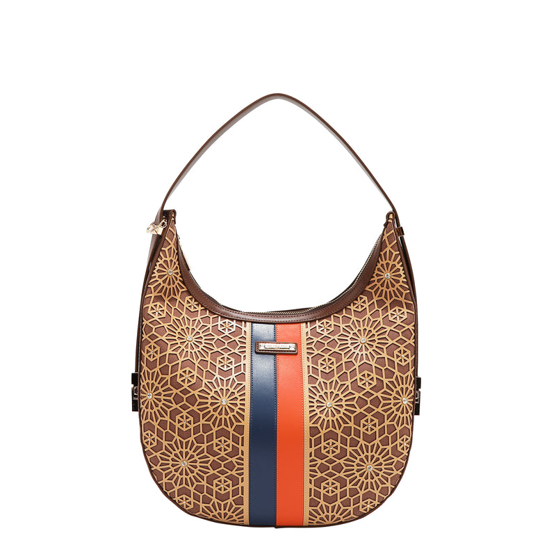 BOLSO HOBO GEOMÉTRICO CORTADO CON LÁSER (MARRON)
